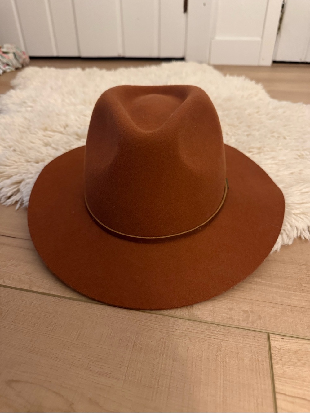Brixton Wool Felt Wide Brim Cowgirl Cowboy Fedora Hat Rust Brown
